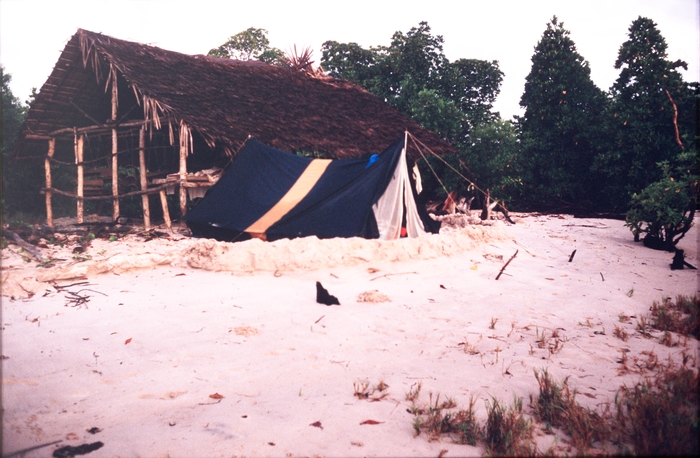 Tent set up at the field lab for 24h sampling