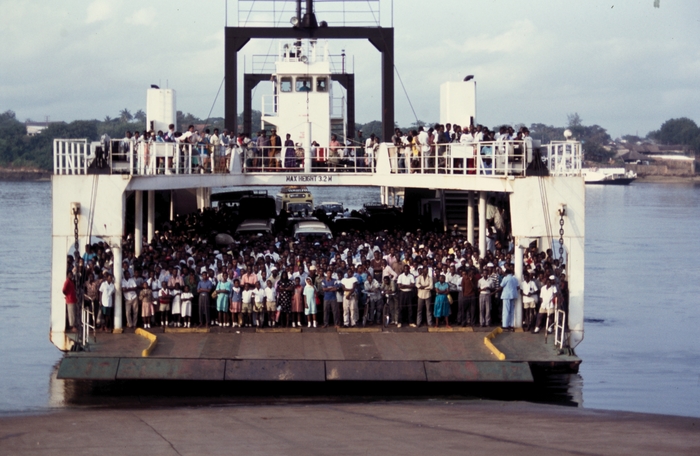 The transfer boat to Mombasa (later a bridge as built)