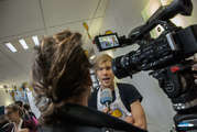 Action in student restaurant 'De Brug': Sustainable Fish Week 2013: tv interview, author: De Smet, Bart