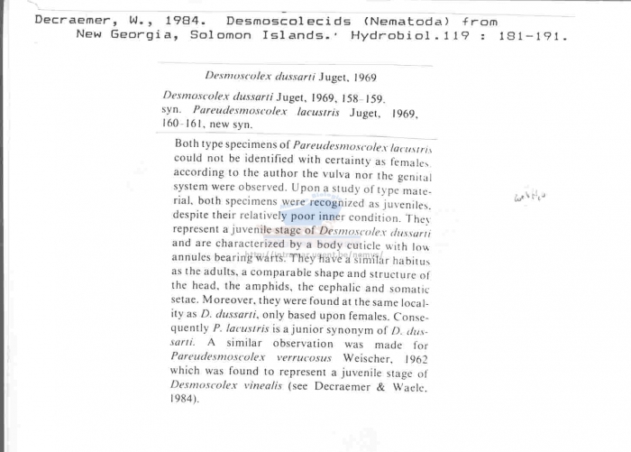 Desmoscolex dussarti