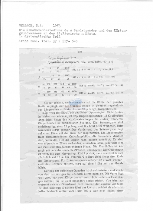 Odontophoroides monhystera