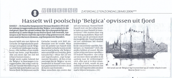 Hasselt wil poolschip Belgica opvissen uit fjord Hasselt wil poolschip Belgica opvissen uit fjord