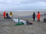 Verschillende mensen die meehelpen tijdens de Lenteprikkel in Bredene op 05/03/2005